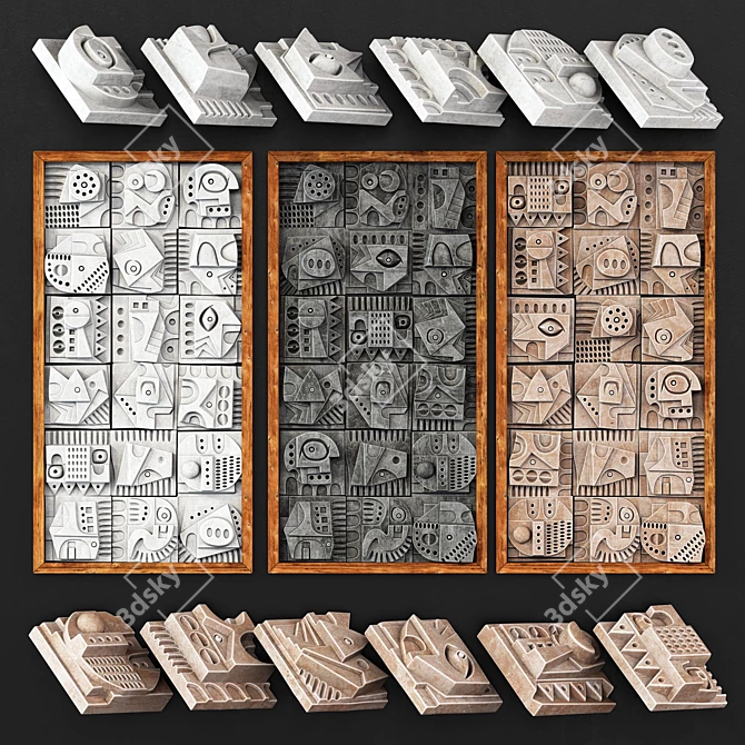Hieroglyphs Decorative Cube Panel 3D model image 4