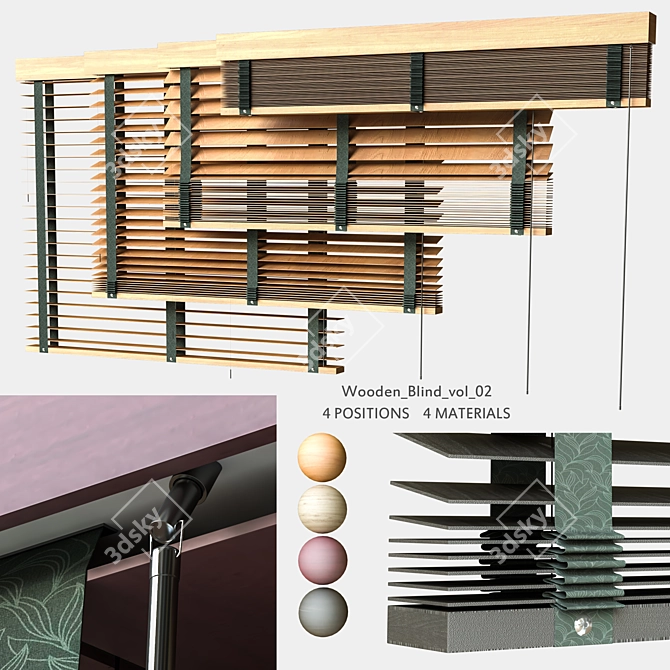 Elegant Wooden Blind vol 02 3D model image 1