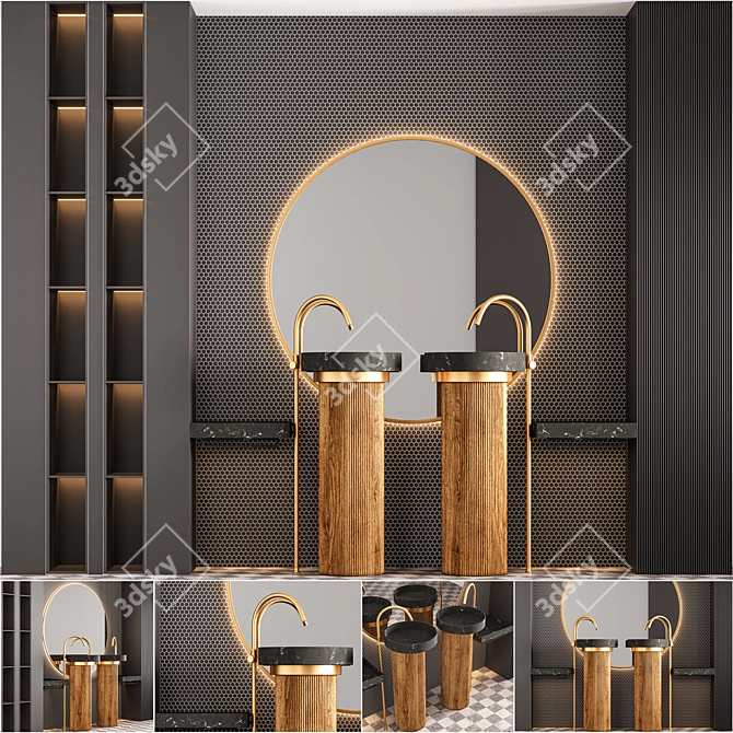 Modern Bathroom Furniture Set 3D model image 1