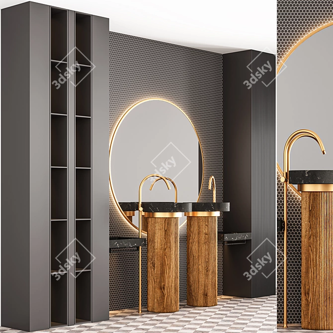 Modern Bathroom Furniture Set 3D model image 2