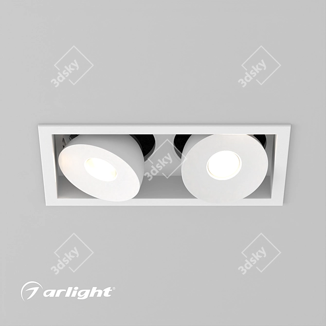 Title: Sleek Adjustable Dual-Module LED Panel 3D model image 2