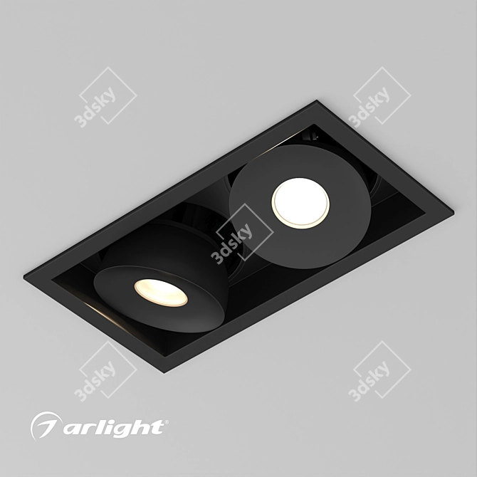 Title: Sleek Adjustable Dual-Module LED Panel 3D model image 4