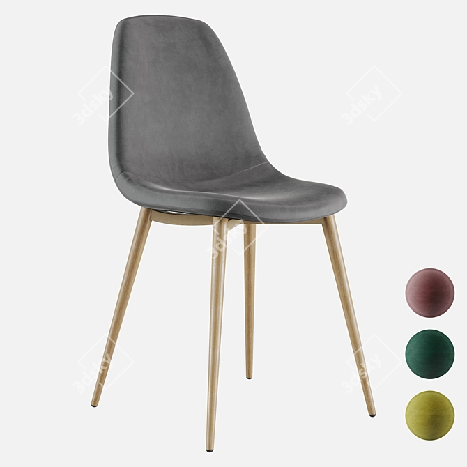 Valensiya Velour Stool: Elegant Comfort 3D model image 1