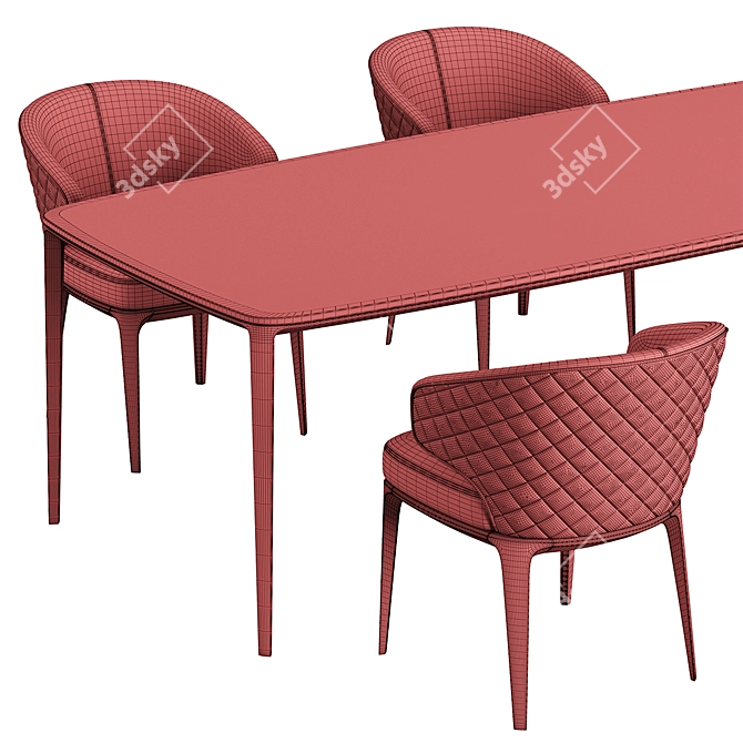 Modern Poliform ATOM Chair and HENRY Table Set 3D model image 6