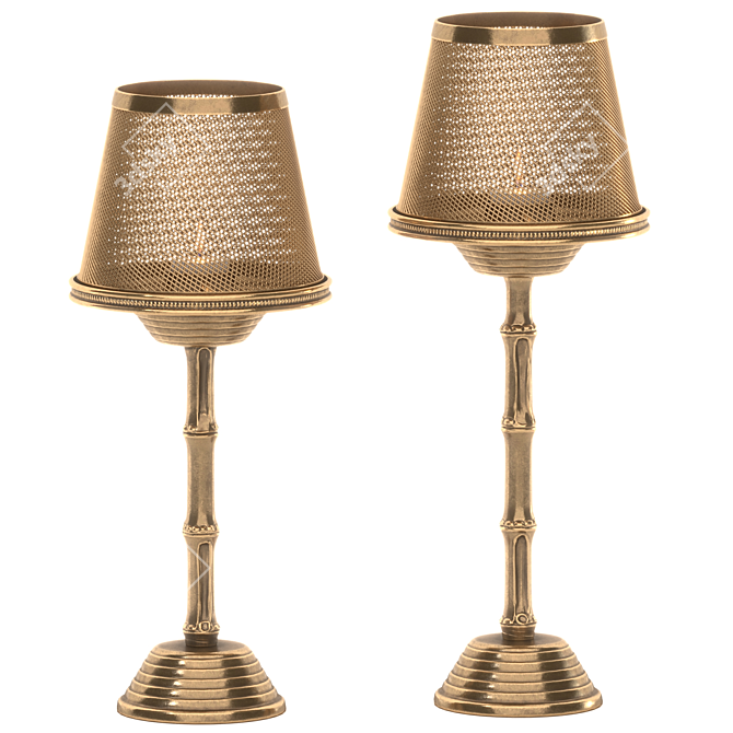 Vintage Brass Candle Holders Set 3D model image 1