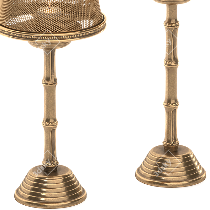 Vintage Brass Candle Holders Set 3D model image 2