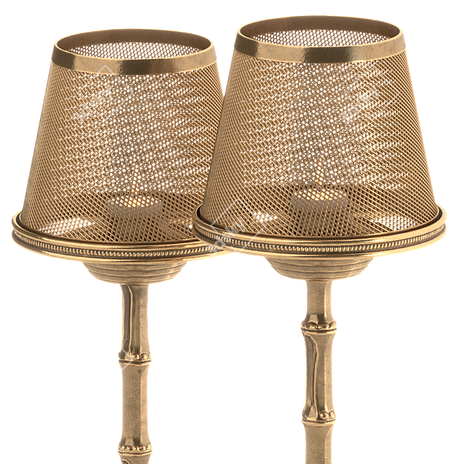 Vintage Brass Candle Holders Set 3D model image 3