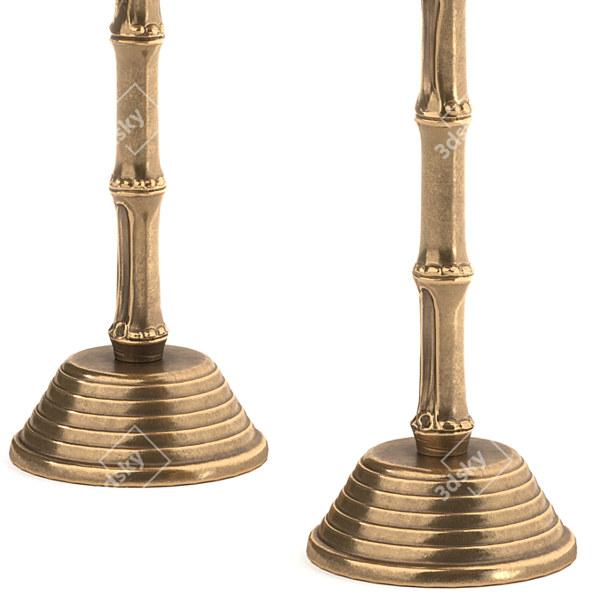 Vintage Brass Candle Holders Set 3D model image 4