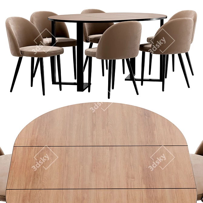 Elegant Melody Dining Set: Sheffilton Table & Chairs 3D model image 2