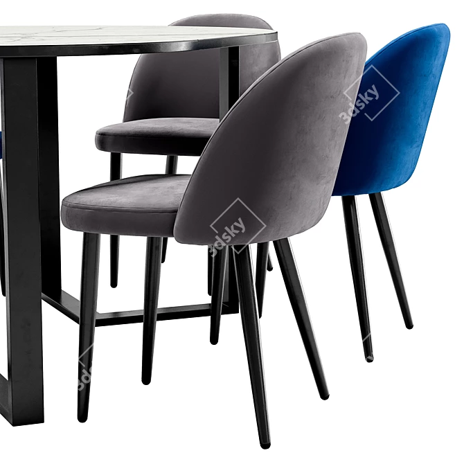 Elegant Melody Dining Set: Sheffilton Table & Chairs 3D model image 5