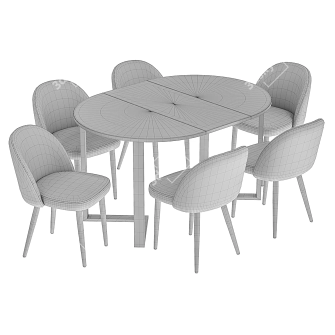 Elegant Melody Dining Set: Sheffilton Table & Chairs 3D model image 6