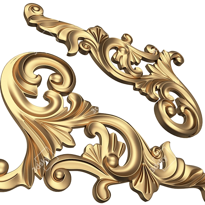 Elegant Carved Plaster Corner Decoration 3D model image 2