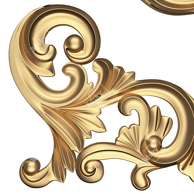 Elegant Carved Plaster Corner Decoration 3D model image 3