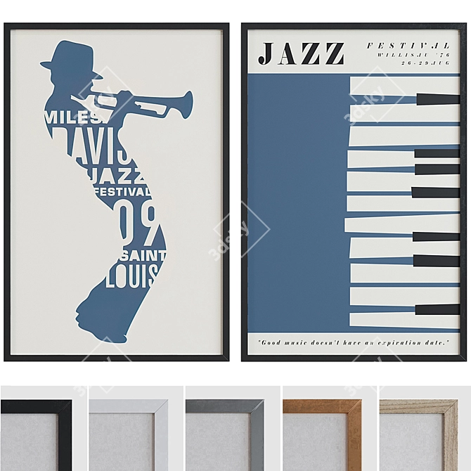 Modern Jazz Picture Frame Set 3D model image 1