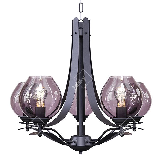 Elegant Gray Glass Pendant Light 3D model image 1