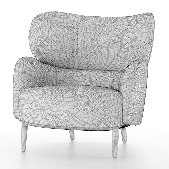 Elegant White Leather Armchair 3D model image 3