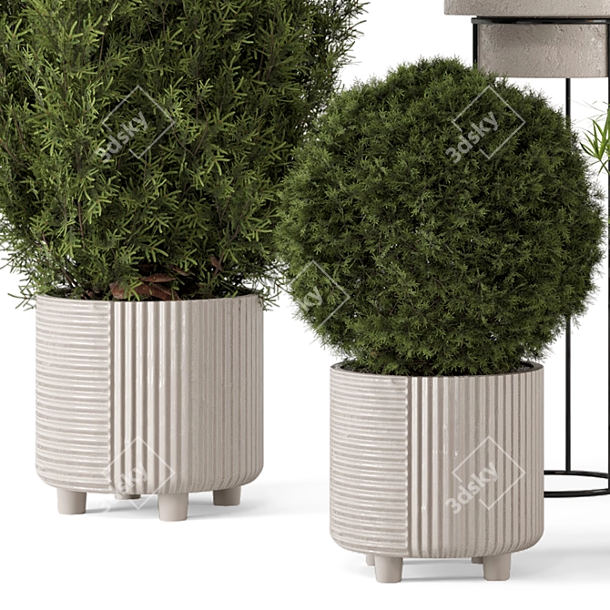 Standing Legs Bowl Concrete Pot - Set 373 3D model image 3