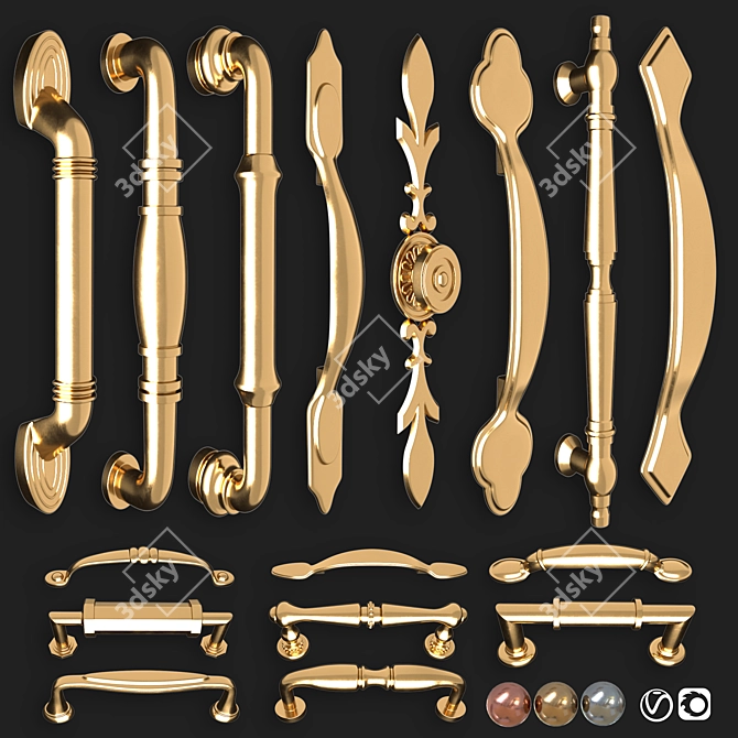 Elegant Door Knobs & Handle-Set 3D model image 2