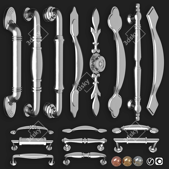 Elegant Door Knobs & Handle-Set 3D model image 3