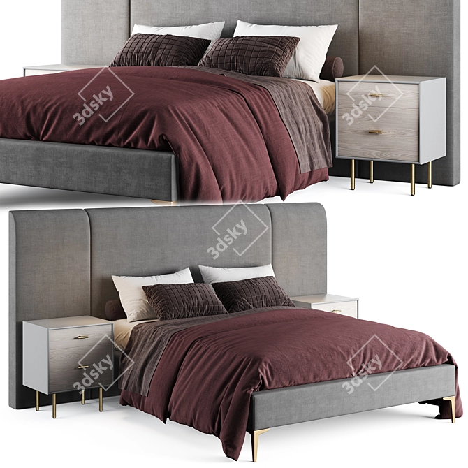 Andes Wide Bed: Luxury and Style 3D model image 1