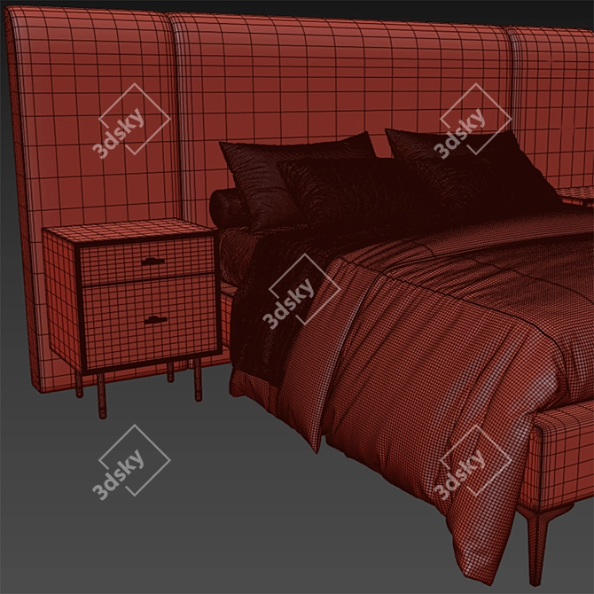 Andes Wide Bed: Luxury and Style 3D model image 6