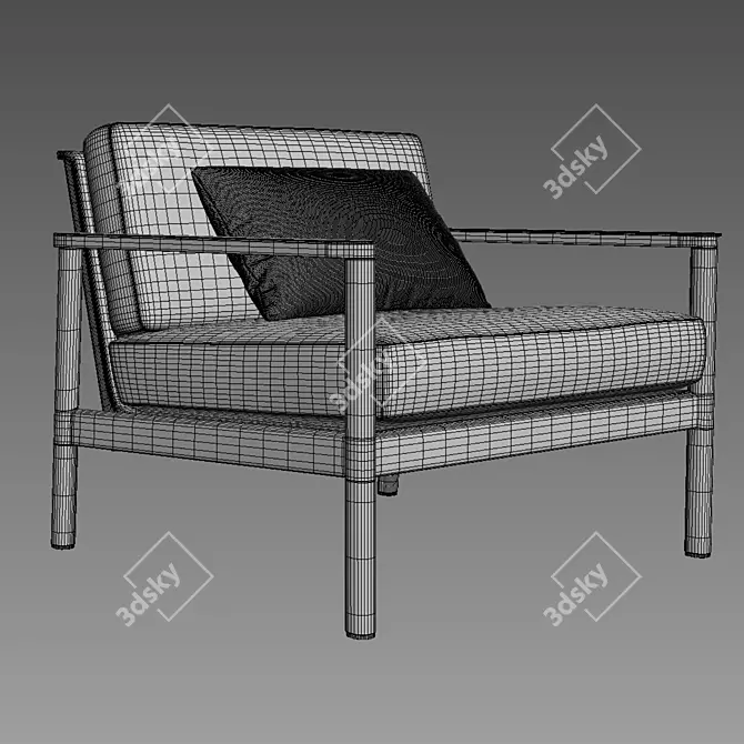 Sleek Aluminum Lounge Chair 3D model image 6