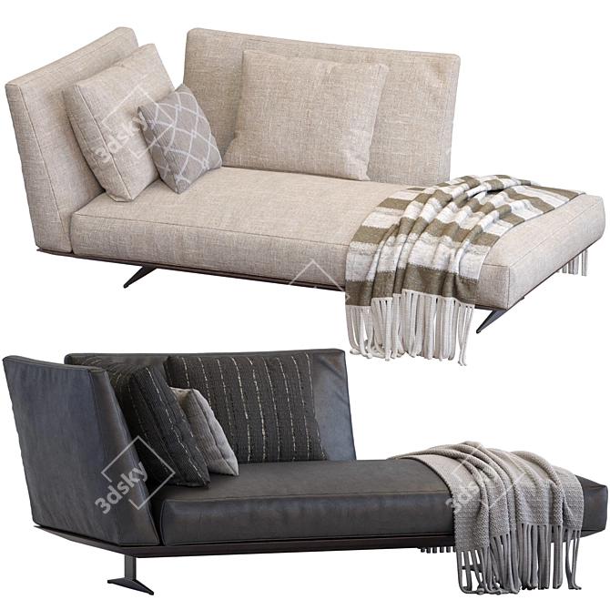 Elegant Evergreen Chaise Lounge 3D model image 4