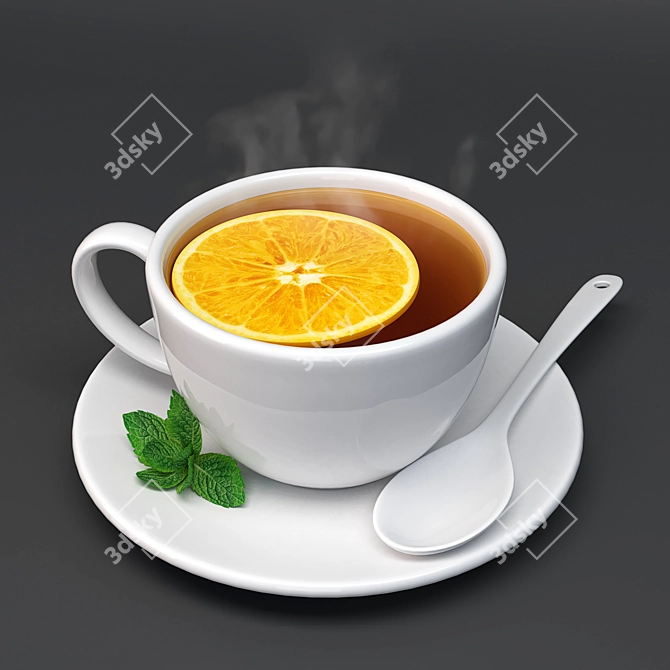 3D Hot Tea Cup Model with Corona Render 3D model image 2