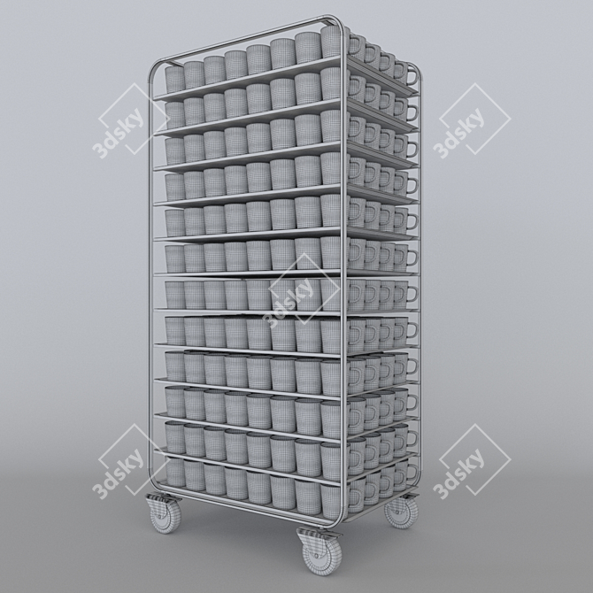 Versatile TShG 12 Dish Trolley with Trays & Cups 3D model image 2