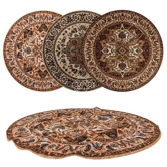 Round Rug Set: Versatile 6-Piece Collection 3D model image 1