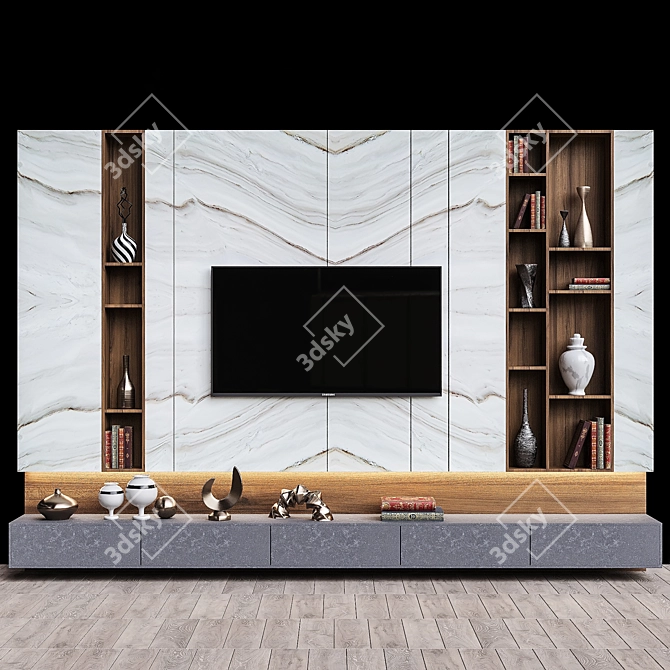 Modern TV Wall Design 3D model image 1