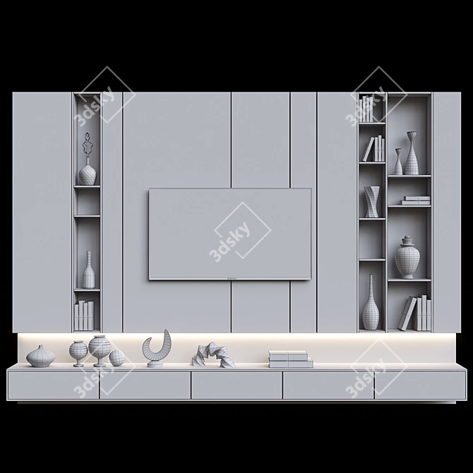 Modern TV Wall Design 3D model image 3
