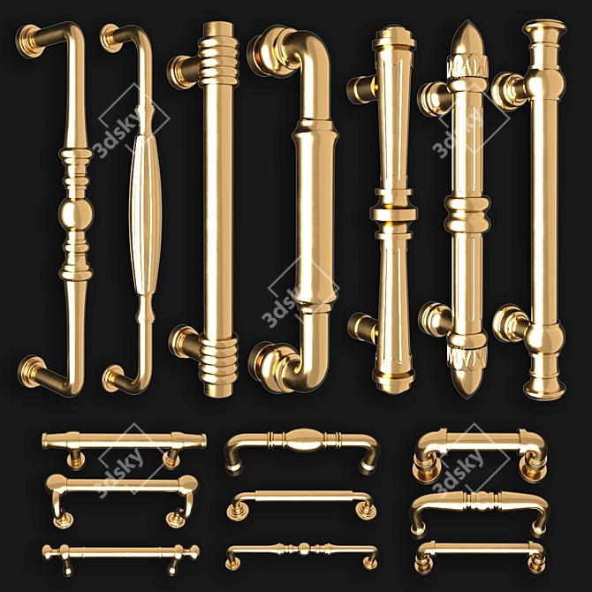 Door Knobs & Handle-Set 003: Stylish Collection 3D model image 2