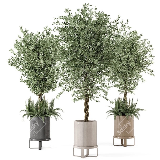 Artificial Indoor Plants Set with Ferm Living Bau Pot 3D model image 1