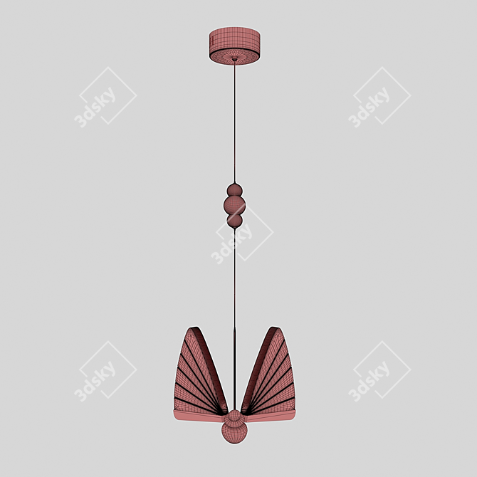 Golden Butterfly LED Pendant Light 3D model image 3