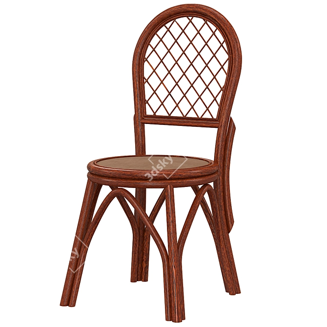 Wicker Rattan Wooden Dining Chair 3D model image 1