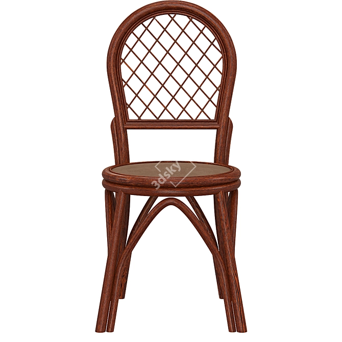 Wicker Rattan Wooden Dining Chair 3D model image 3