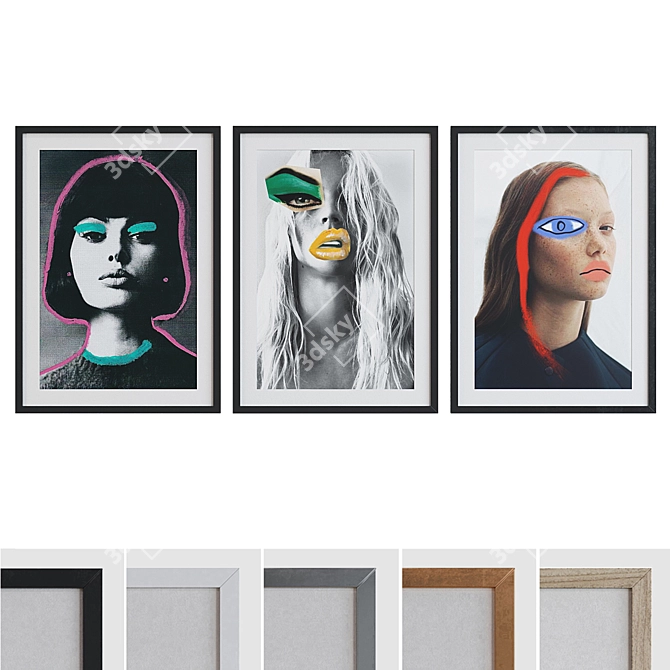 Modern Pop Art Collage Picture Frame Set 3D model image 1