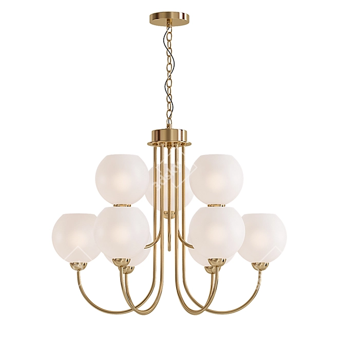 Indra 9-Light Brass Chandelier 3D model image 1