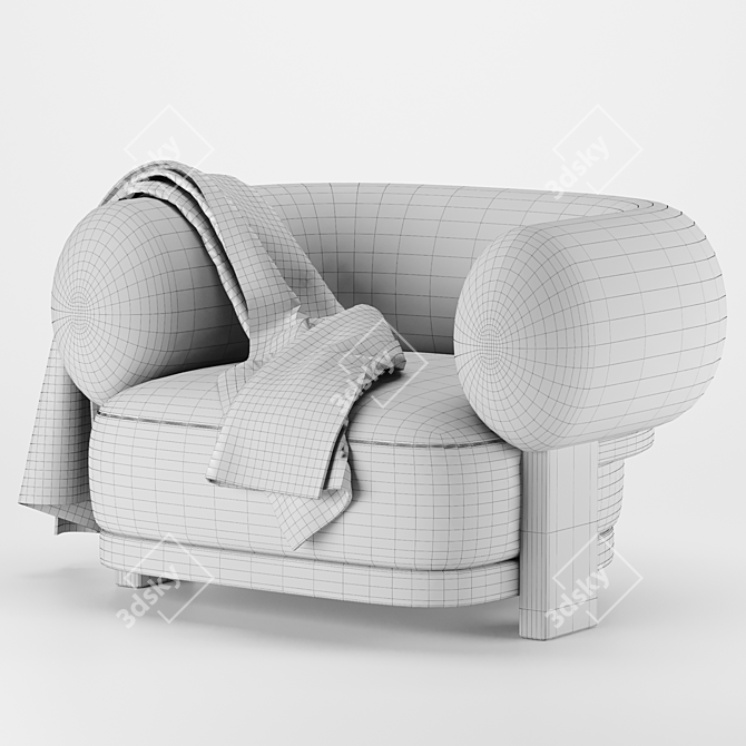 Azure Elegance: Olivie Stone Armchair 3D model image 4