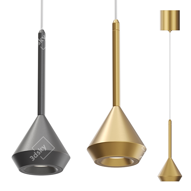 Sleek Cone Pendant Lamp 3D model image 1