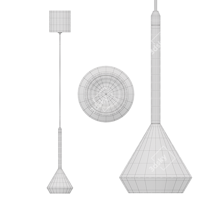 Sleek Cone Pendant Lamp 3D model image 3