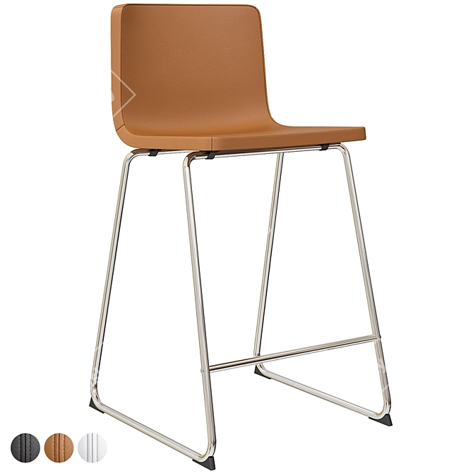 Modern Chrome Bar Stool: Bernhard 3D model image 1