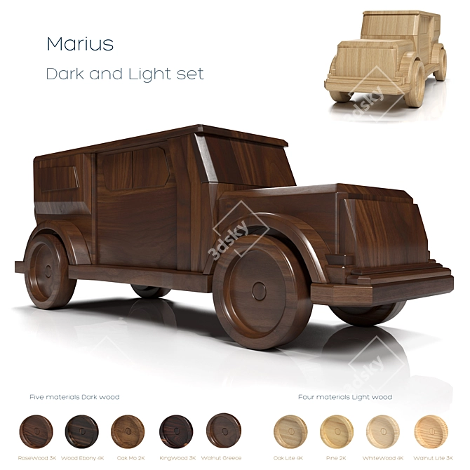 Wooden Car 003 Marius | High-Quality 3D Model & Textures 3D model image 1