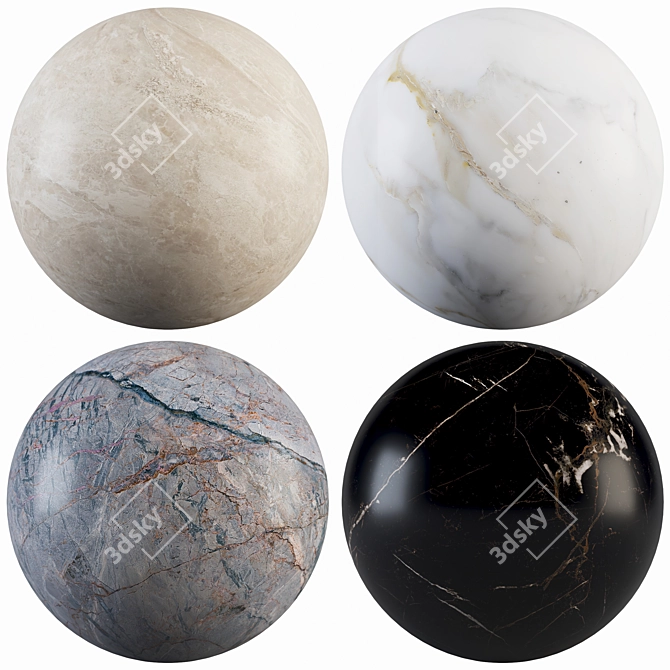 Marble Collection: Calacatta Gold, Beige, Imperial Black, Impartial Blue 3D model image 1