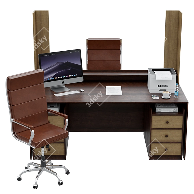 Modern Office Counter 2017 3D model image 4