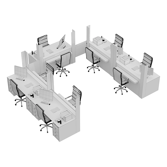 Modern Office Counter 2017 3D model image 11