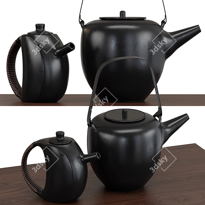 2-in-1 Teapot Set: 3 Materials 3D model image 1