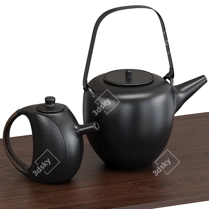 2-in-1 Teapot Set: 3 Materials 3D model image 3