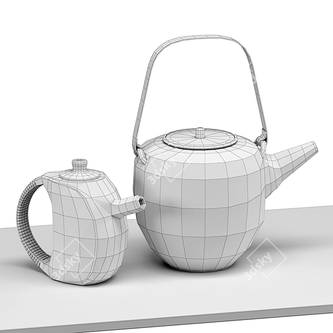 2-in-1 Teapot Set: 3 Materials 3D model image 5